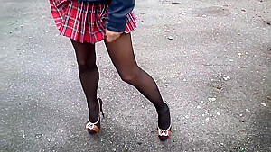 Nylon Tights High Heel And School Skirt...