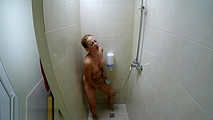 Solo Female Masturbation In The Public Gym Shower...