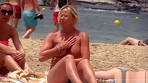 With Huge Tits On Topless Beach...