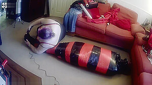 Mummified Tight In Pallet Wrap Escape Challenge 3 With Doxy Feet Torture...