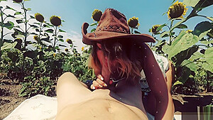 Pov outdoor cowgirl a field of...