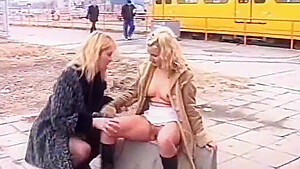 Hungarian street lesbian pissing euro park...