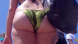 Big Ass Small Thong Milf Beach Voyeur Bikini...