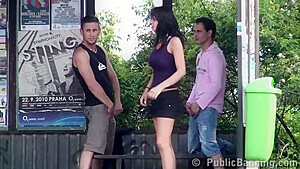 Horny Woman Got A Bus Station By Two Guys At The Same Time...