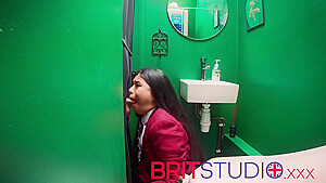 British 18 Year Old Schoolgirl Gives An Amazing Blowjob And Swallows A Massive Load Gloryhole...