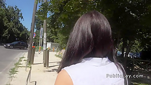 Euro Babe Takes Money And Big Dick Outdoor...
