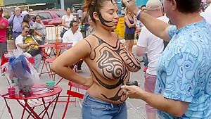 Body Painted Naked Public Show...