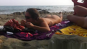 Several Sexy Nude Girls Caught On A Beach With A Spy Cam