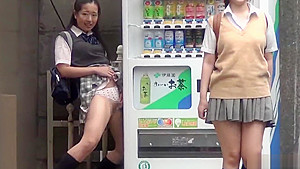 Japanese schoolgirls mischievous peeing...