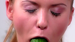 Office babes play with food at...