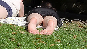 Candid soles grass...